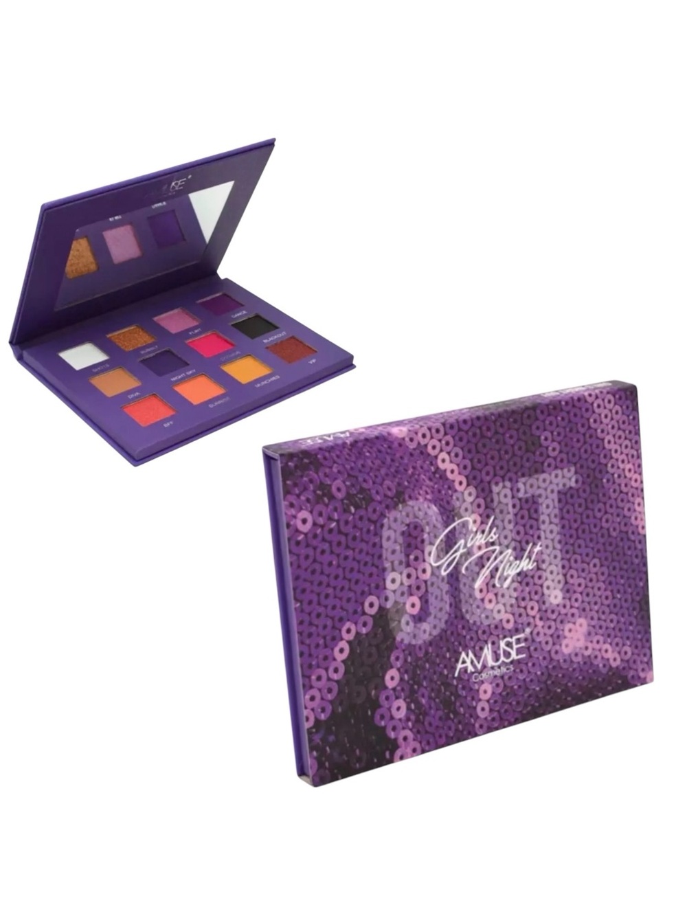 NEW AMUSE Girls Night Out 12 Shade Shimmer Matte Metallic Eyeshadow Palette Pink